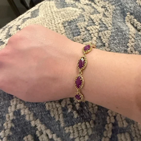 Kendra Scott Gold link Bracelet with Purple Stones - Picture 4 of 4